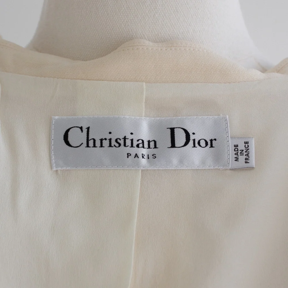 Dior 30 Montaigne Bar Jacket Off-White Ecru Plumetis Tulle Skirt Set FR38